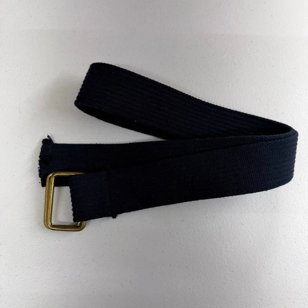 Adult men's navy blue gold buckle fabric woven fringe‎ pants belt accessories 33